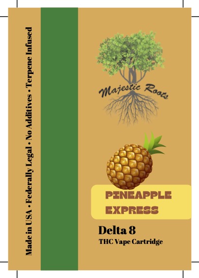 product packaging image of Majestic Roots Pineapple Express Delta 8 vape cartidge